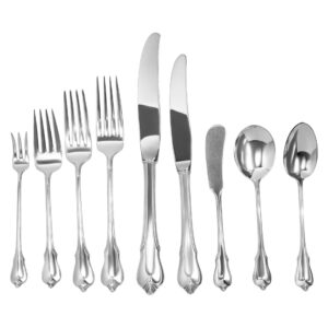 "GRAND COLONIAL" sterling silver flatware set patented in 1942 by WALLACE- 9 Place Setting for 12 (Dinner & Lunch) + 7 Serving Pieces. Over 4200 grams sterling silver.