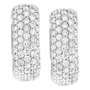 Pave diamond square hoop earrings in 18k white gold