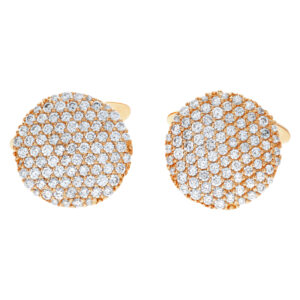 Classic 18k rose gold pave set circle cufflinks